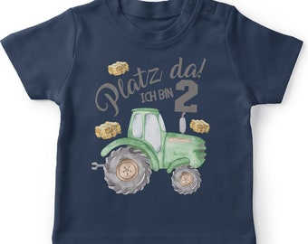 Mikalino Baby / Kinder T-Shirt mit Spruch Ich bin 2 Traktor Kurzarm Shirt für Jungen und Mädchen | Geschenkidee