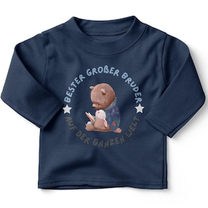 Mikalino Baby / Kinder Longsleeve mit Spruch für Jungen Mädchen Unisex langarm Bester großer Bruder auf der ganzen Welt handbedruckt Bild 9