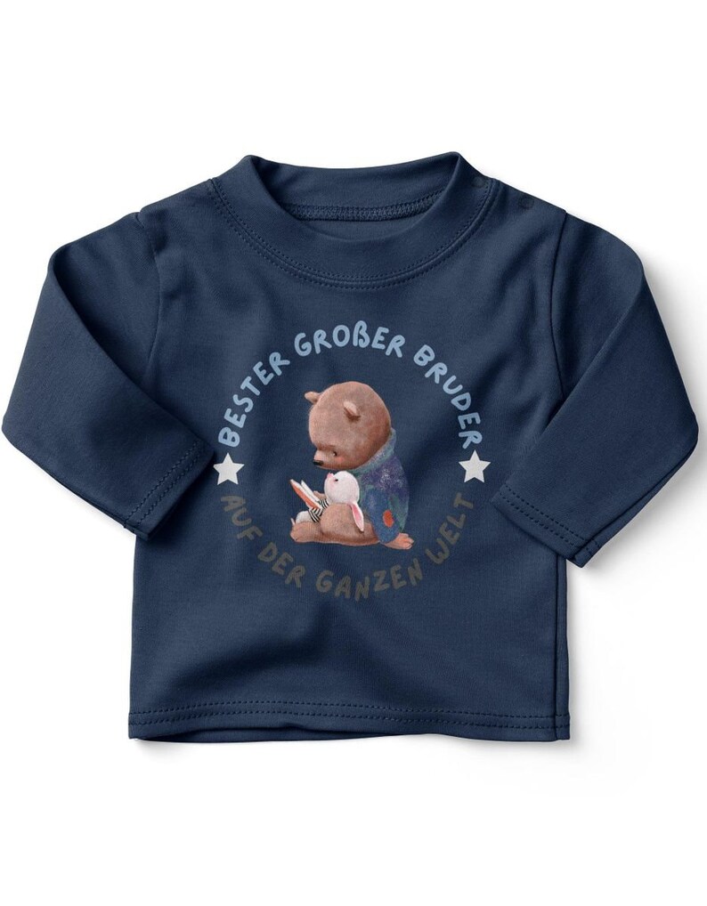 Mikalino Baby / Kinder Longsleeve mit Spruch für Jungen Mädchen Unisex langarm Bester großer Bruder auf der ganzen Welt handbedruckt Bild 9