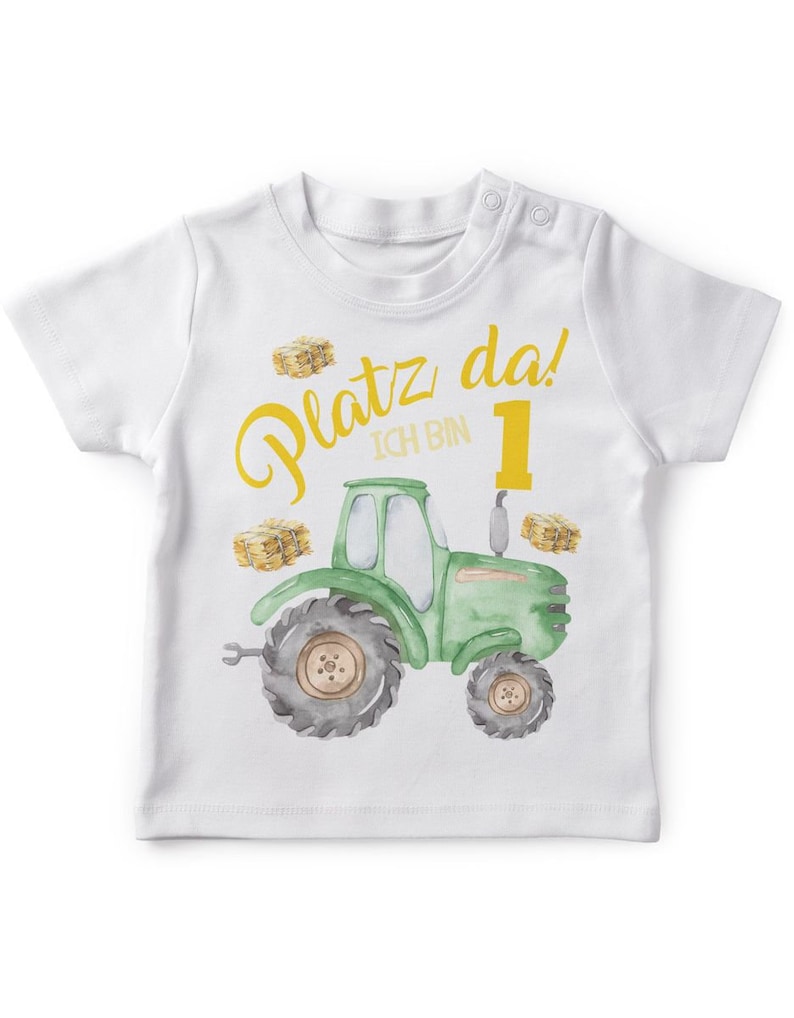 Mikalino Baby / Kinder T-Shirt mit Spruch Platz Da ich bin Eins 1 Traktor Kurzarm Geschenkidee Bild 6