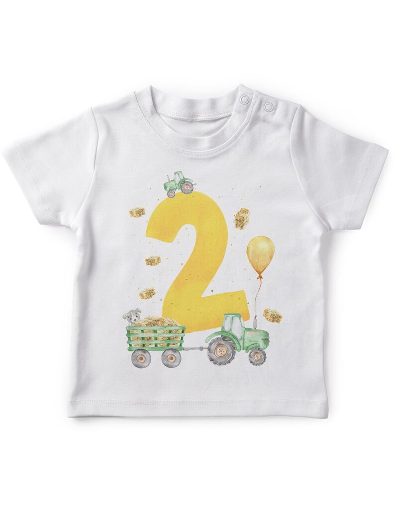 Mikalino Baby / Kinder T-Shirt mit Spruch Ich bin 2 Traktor Kurzarm Shirt für Jungen und Mädchen Geschenkidee Bild 4