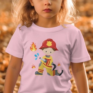 Kinder T-Shirt Feuerwehrmann Cartoon, Lustiges Beruf Kostüm Design, Geschenk für Jungen und Mädchen image 8