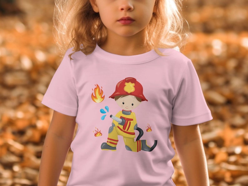 Kinder T-Shirt Feuerwehrmann Cartoon, Lustiges Beruf Kostüm Design, Geschenk für Jungen und Mädchen image 8