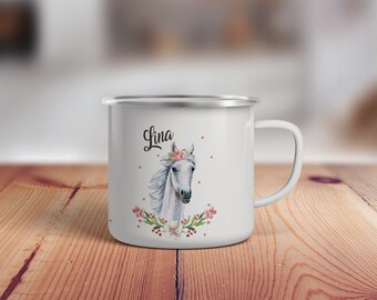 Kindertasse, Emaille Tasse personalisiert, Kinder Tasse mit Namen, Geschenk Kind, Emaille Tasse Kinder, Wunschname, Becher, Emaillebecher