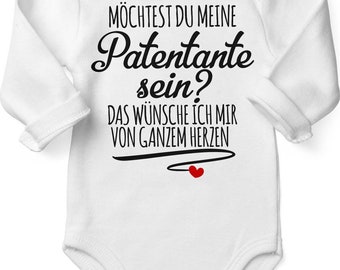 Mikalino Babybody mit Spruch für Jungen Mädchen Unisex Langarm Möchtest du meine Patentante sein