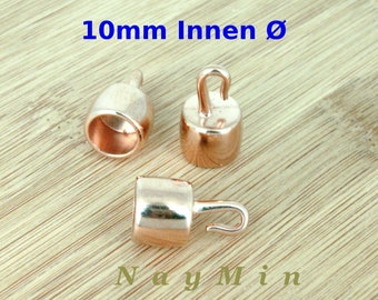 ID 5x2mm rose gold Leder /& Bänder Schiebeperle mit Flatback black diamond