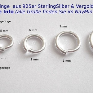 Biegering aus 925er Sterlingsilber Offene Verbinder Silber Ringe - Silber/ vergoldet - 4mm/ 5mm/ 6mm/ 7mm/ 8mm