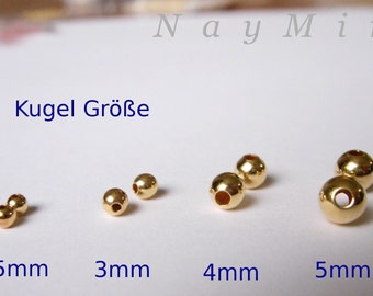 Silberperlen aus 925er Sterlingsilber 990+ Gold vergoldete Kugeln Zwischenperlen Große Auswahl