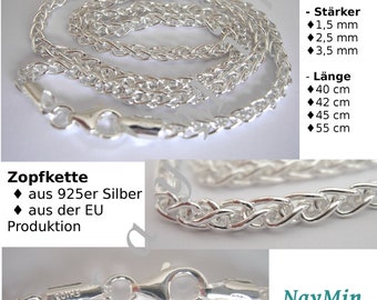 Silber Kette 925er Sterlingsilber Halskette Collier- Zopfketten/ Ankerketten /Panzerkette - verschiedene Länger & Stärker -  1 Stück