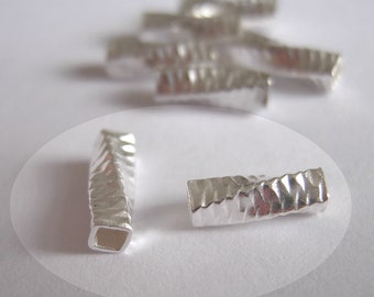 Silber quadratische Röhrchen 925er Sterlingsilber Abstandhaltern Zwischenteil-  gehämmert/ gedreht/ gehämmert & gedreht/ - 3x8mm/4x8mm/5x8mm