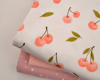 Fabric package jersey cherries dots jersey fabric and cuffs fabric