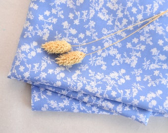 Viscose cotton fabric by the meter light blue floral woven fabric viscose fabric