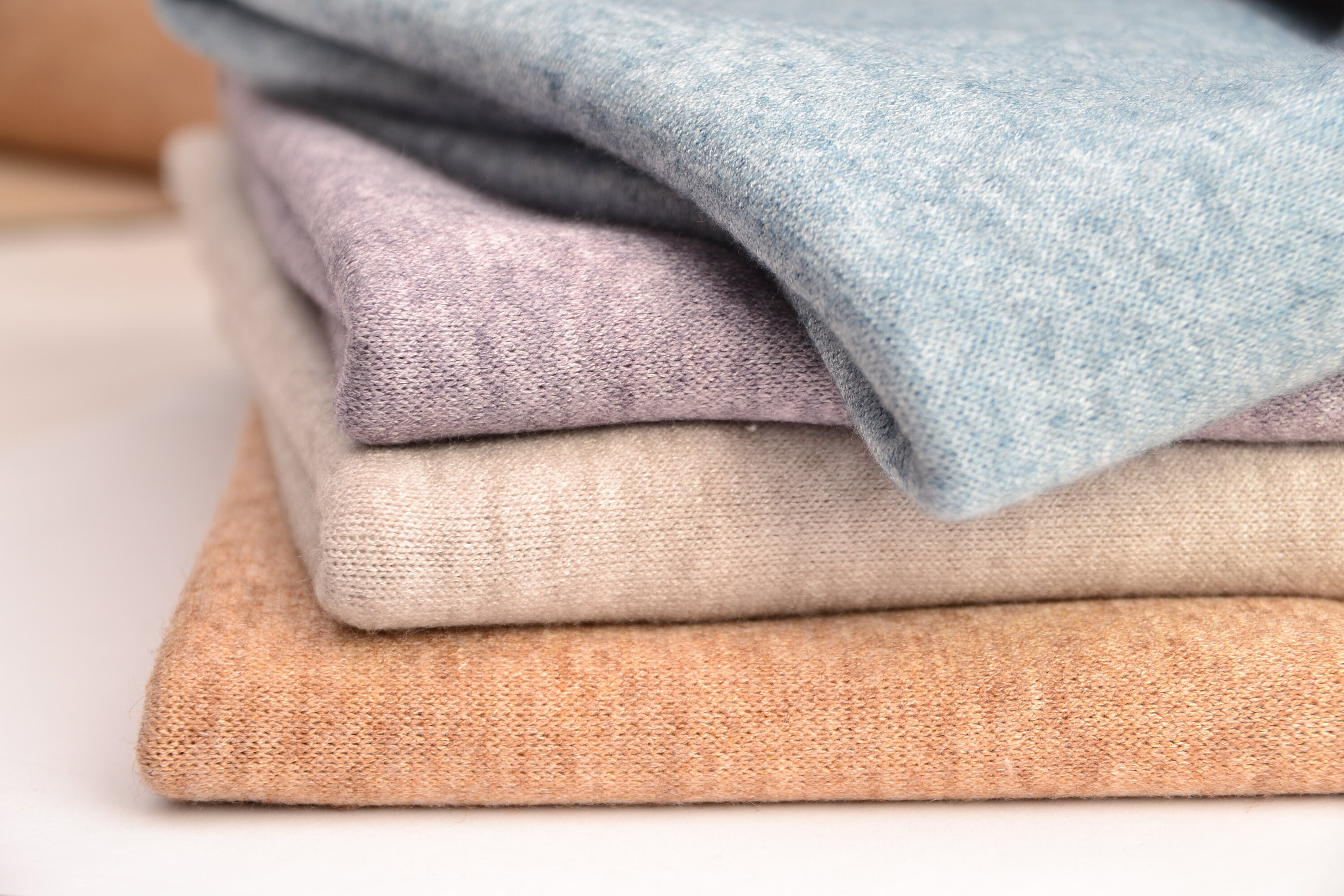 Doubleface knit fabric super soft sand, heather, aqua, camel mottled fine knit sold by the meter