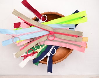 Zipper 20 cm two-tone, colorful, many colors neon