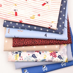 Stoffpaket Baumwolle 8 Stoffe halbe Stoffbreite Kinderstoff Patchworkstoff maritim