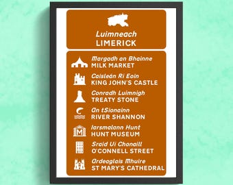 Limerick Tourist Sign Print