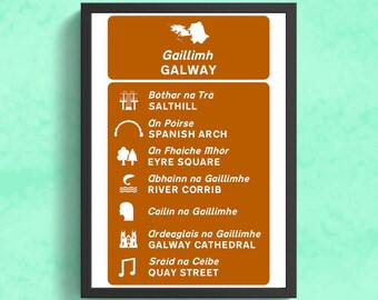 Galway Tourist Sign Print