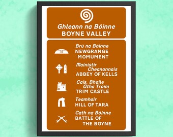 Boyne Valley Tourist Sign Print