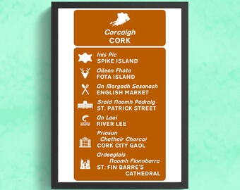 Cork Tourist Sign Print