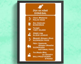 County Donegal Tourist Sign Print