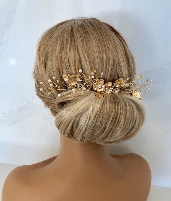 Bridal Hair Comb Amber Gold Vintage Wedding Hairpiece Accessories Formal Clips Amazon.com : SWEETV Handmade Wedding Hair Comb Clip  main image 3