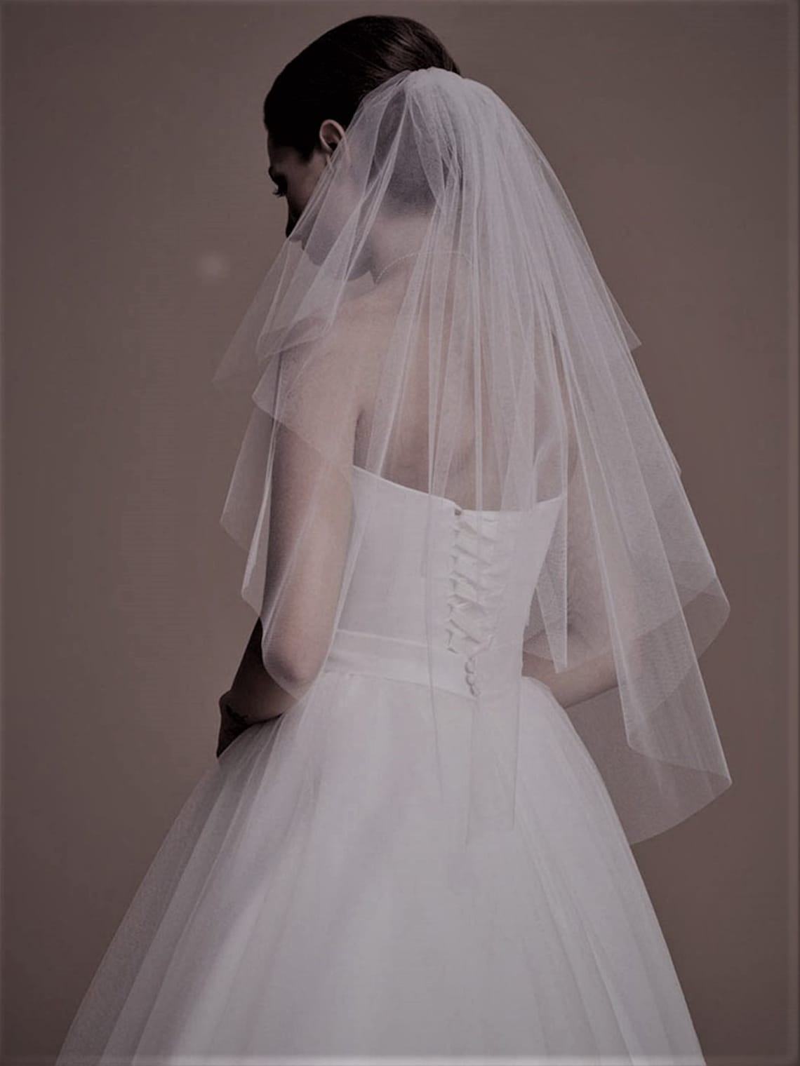 Two-Tier Tulle Sequin Edge Fingertip Length Wedding Veil