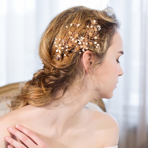 star bridal hair accessories floral Headpiece Celestial Bridal Hair Vine Moonstone Wedding Headpiece Hair  main image 3