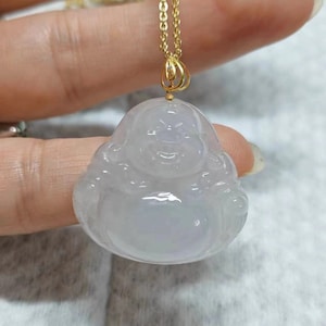 Highly-translucent Natural Myanmar White Jadeite Jade Buddha Pendant Certified Grade A Old Pit Icy White Buddha Jadeite Jade Pendant
