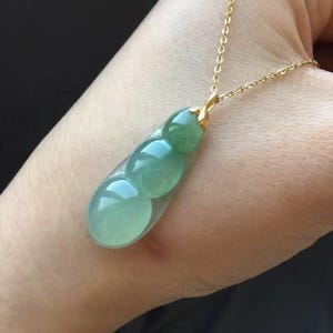 Natural Translucent Green Jadeite Jade Necklace Certificated Grade A Myanmar Icy Green Jadeite Jade Bean Pendant