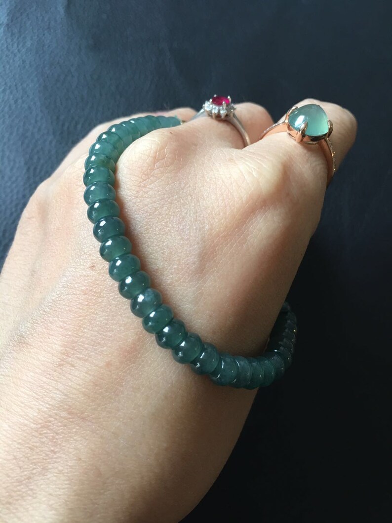 Certificated Grade A Jadeite Beaded Bracelet Natural Ice Etsy