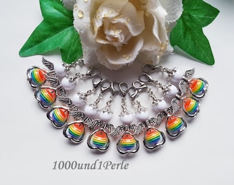 10 Regenbogen Schutzengel Gastgeschenk Hochzeit Taufe Kommunion Perlen Engel Anhänger