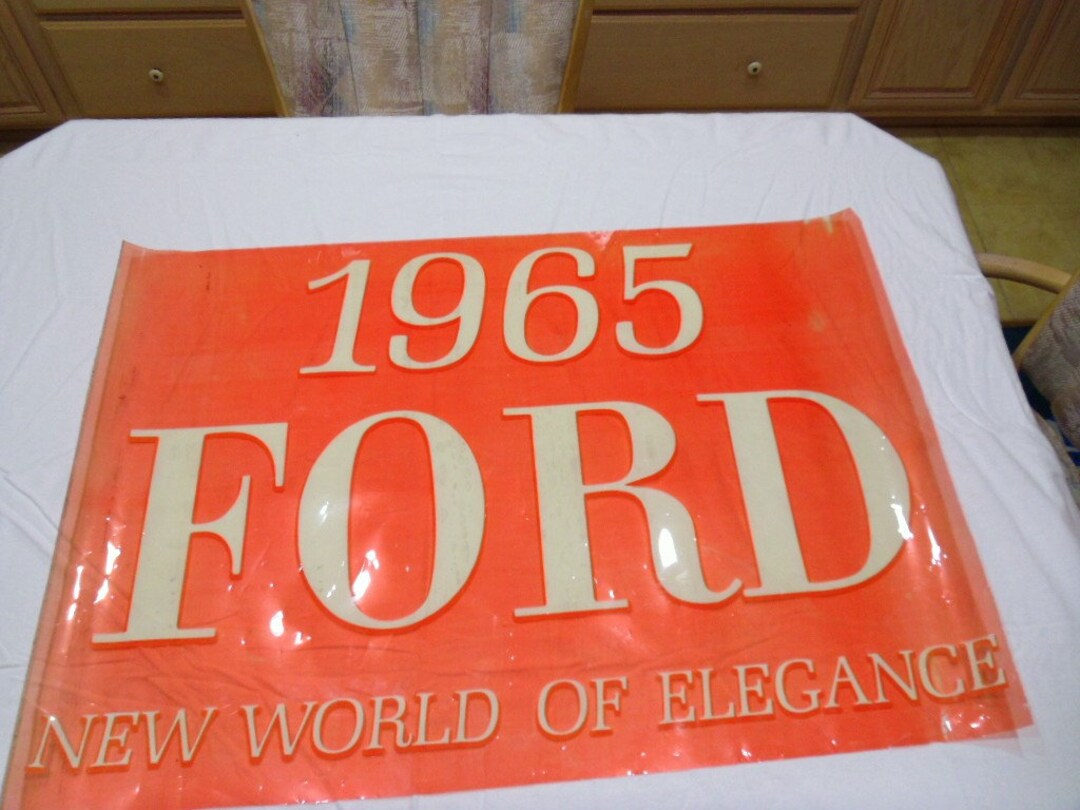 RARE 1965 FORD Car Dealership Window Advertising Banner Sign 38x 28 Etsy