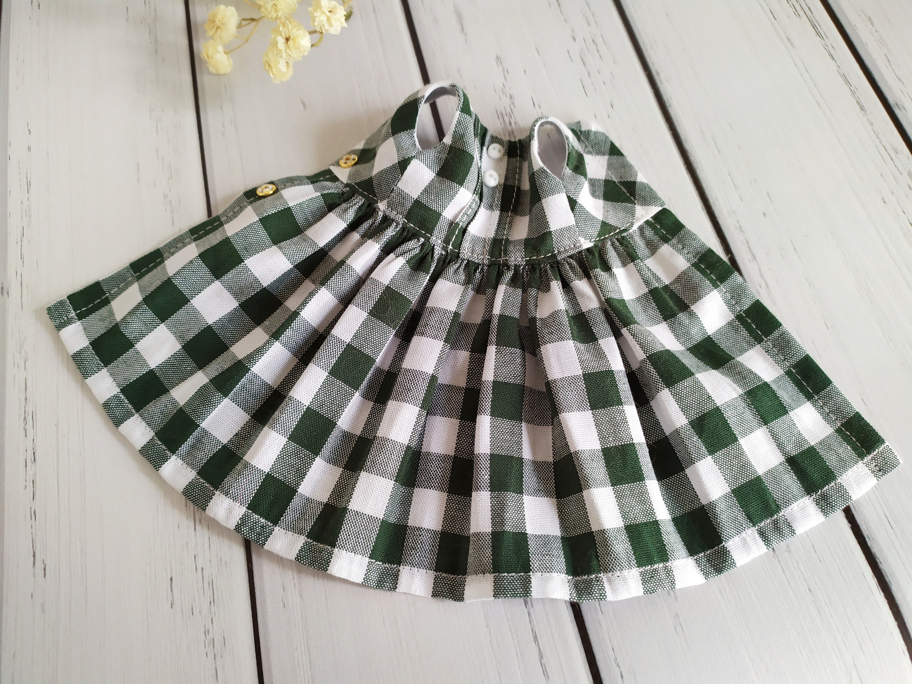Checkered white-green dress for Blythe doll | Etsy