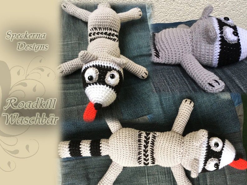 PDF Crochet Pattern Roadkill Raccoon image 1