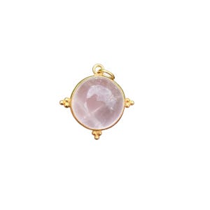 18k Gold Plated Rose Quartz Pendant: Sterling Silver Charm Necklace