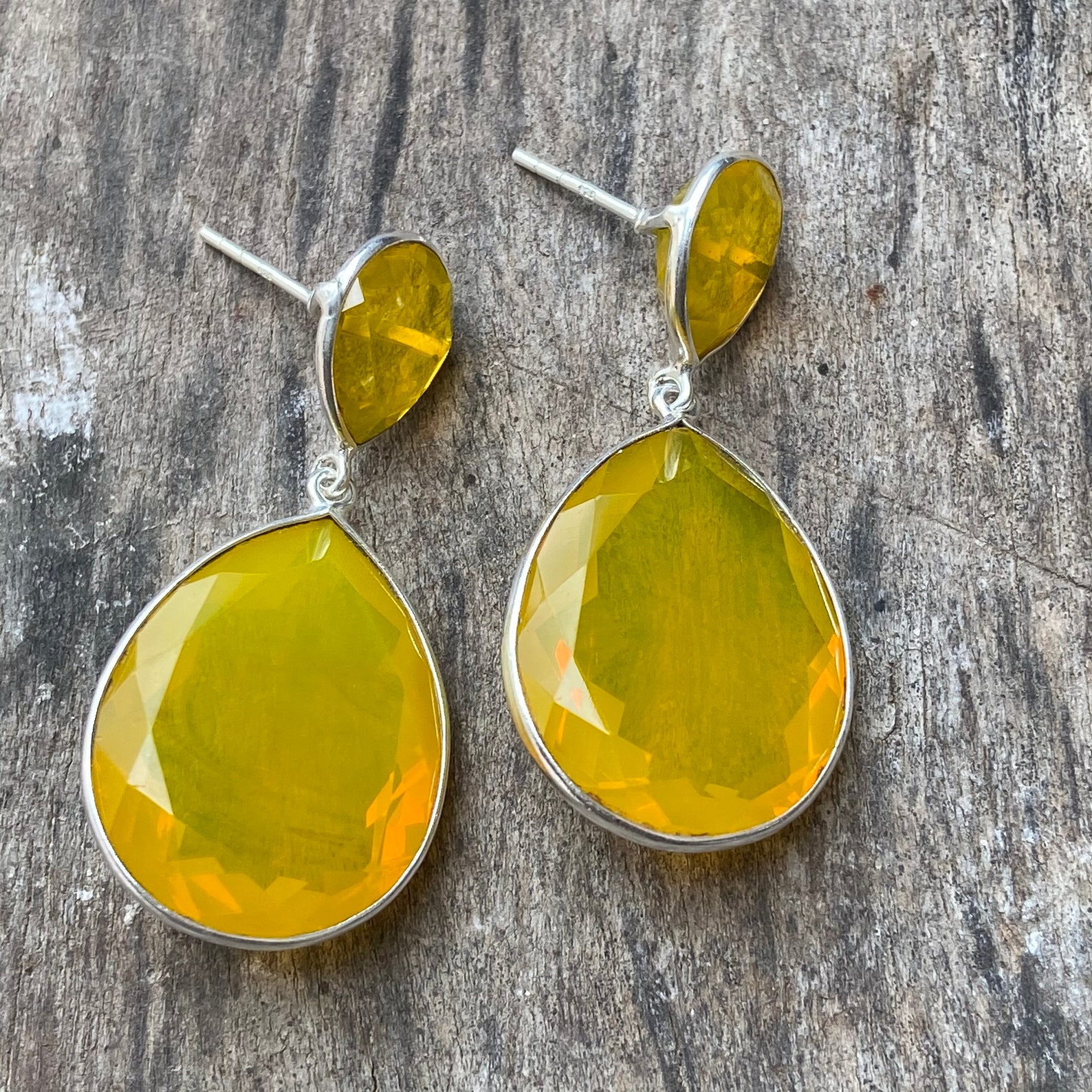 Lemon Quartz Earrings 925 Sterling Silver Jewelry Yellow Etsy