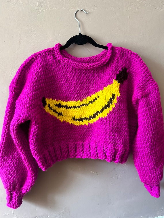 Chunky Knit Cropped Banana Jumper – Big Comfy Statement Sweater - Etsy