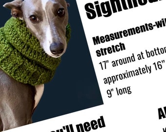 Knitted sighthound snood pattern