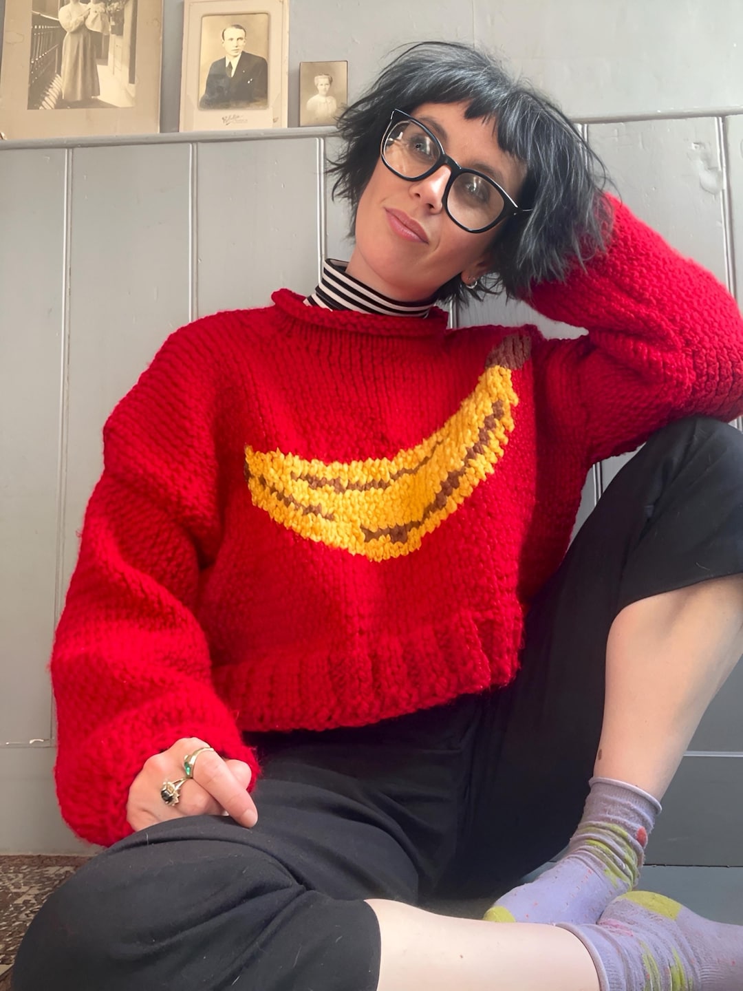 Chunky Knit Cropped Banana Jumper – Big Comfy Statement Sweater - Etsy