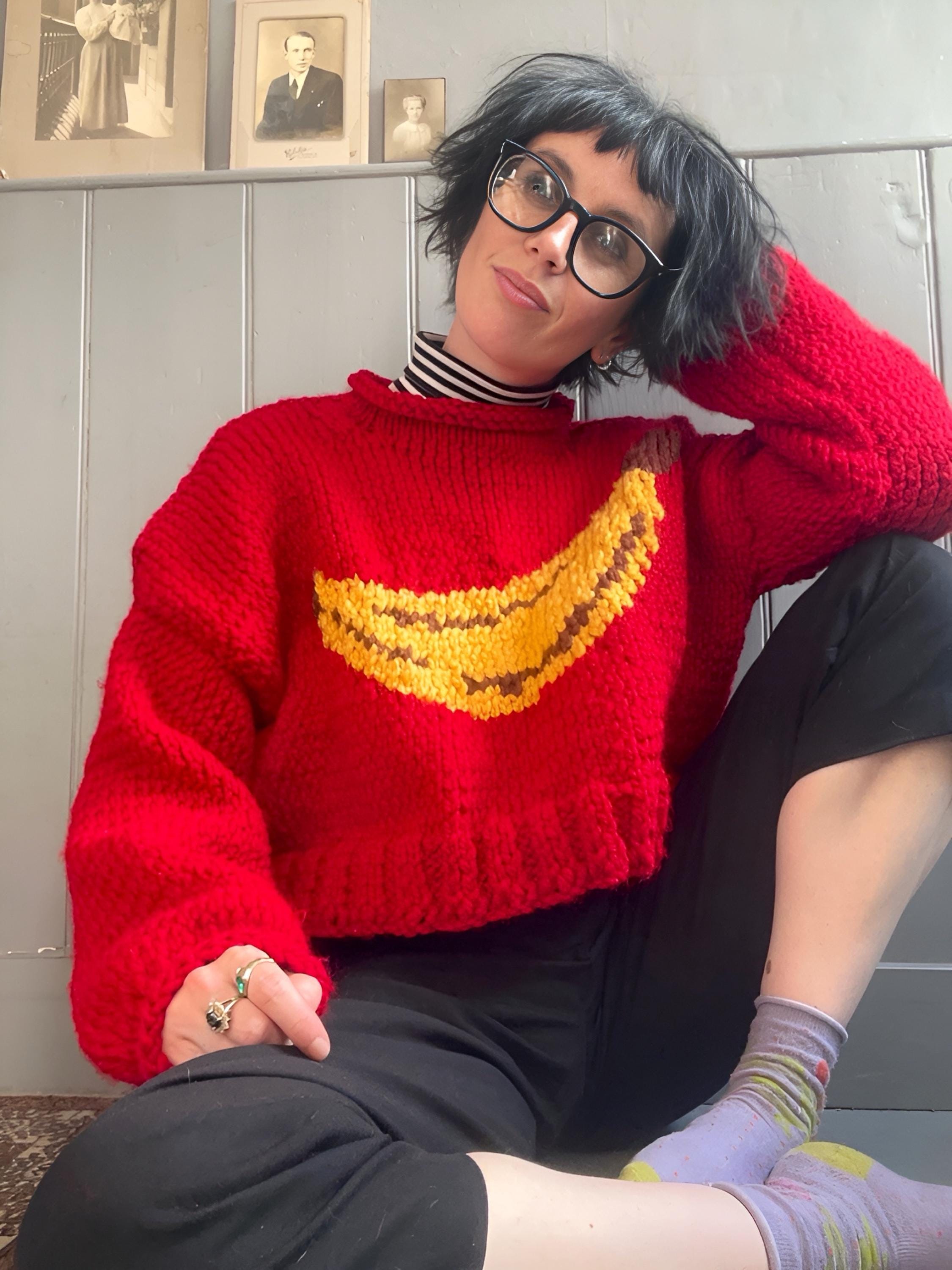 Chunky Knit Cropped Banana Jumper – Big Comfy Statement Sweater - Etsy