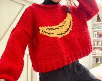 Chunky cropped banana jumper