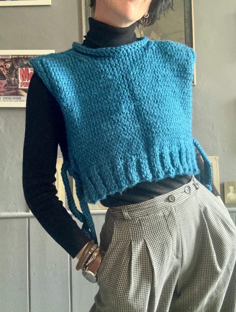 Two Tone Cropped Sweater Vest