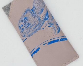 Leather glasses case,handmade glasses case,hand printed glasses case,soft glasses case