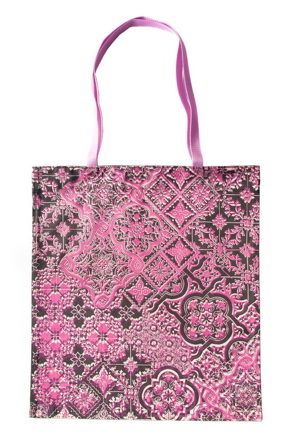 Ornament Tote Bag shopping Bag cotton pink print Bag hand Made Bag artwork Etsy