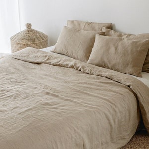 Natural Beige - 100% Pure Linen | Linen Cotton Mix | 3 Piece Duvet Cover Set | 4 Piece Sheet Set | Handmade | Pre-washed | Soft