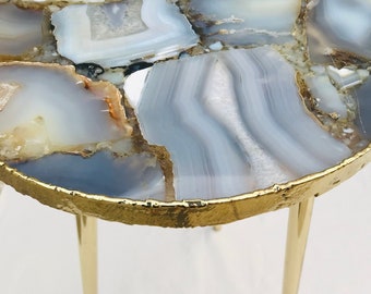 Banded Agate Round Edge Side/Coffee Table