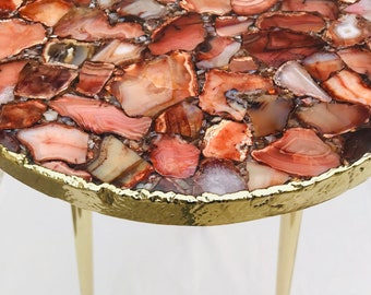 Red Agate Round Edge Side/Coffee Table