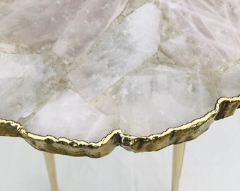 Rose Quartz Agate Organic Edge Side/Coffee Table