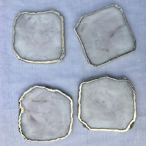 White Agate - Set of 4 large Coasters/Personalised Momentos