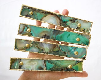 Set of 4 Green Agate Handle/Pull/Barbarella